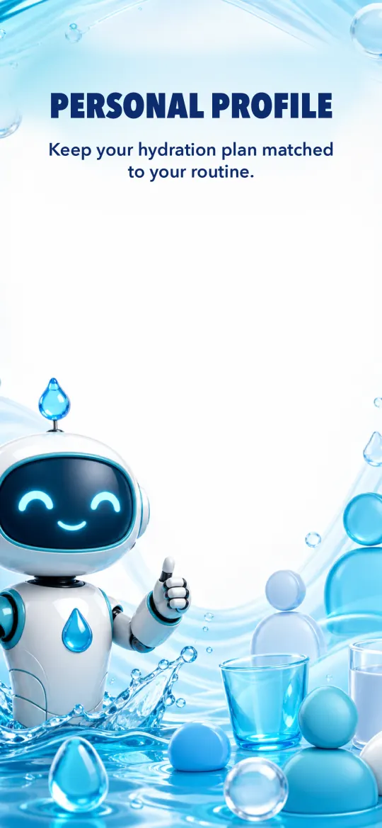 Màn hình hồ sơ cá nhân để điều chỉnh kế hoạch uống nước